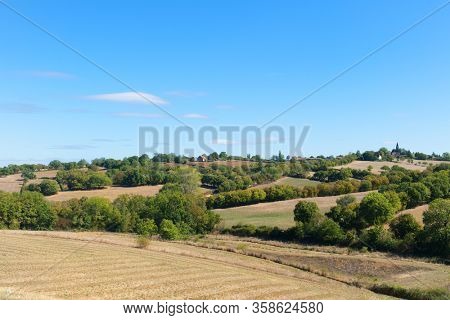 Landscape with green hills in the French Lot