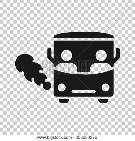 Bus Icon In Flat Style. Coach Vector Illustration On White Isolated Background. Autobus Vehicle Busi