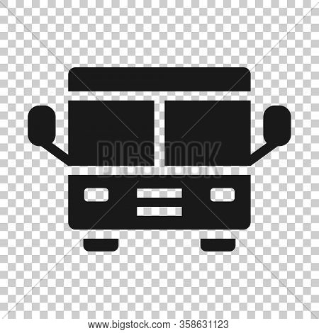 Bus Icon In Flat Style. Coach Vector Illustration On White Isolated Background. Autobus Vehicle Busi