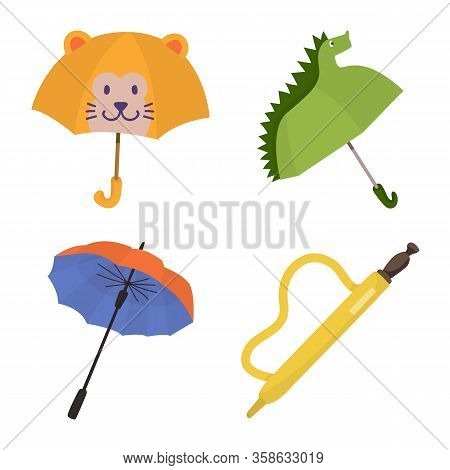 Vector Illustration Of Umbrella And Rain Symbol. Set Of Umbrella And Weather Stock Vector Illustrati