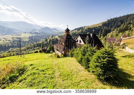Monastery In Carpathian Mountains Village Dzembronia Ukraine