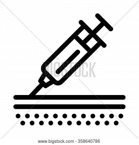 Injection Of Syringe Under Skin Icon Vector. Injection Of Syringe Under Skin Sign. Isolated Contour 