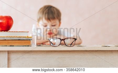 The Child Is Studying At Home, Studying At Home During Quarantine, Educational Games For Children, T