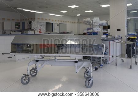 Svitavy, Czech Republic -may 27, 2014: Mortuary Trolley For Transport A Patient Who Died At The Inte
