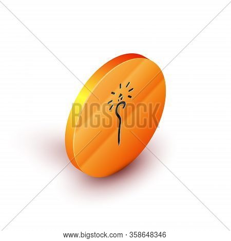 Isometric Magic Staff Icon Isolated On White Background. Magic Wand, Scepter, Stick, Rod. Orange Cir