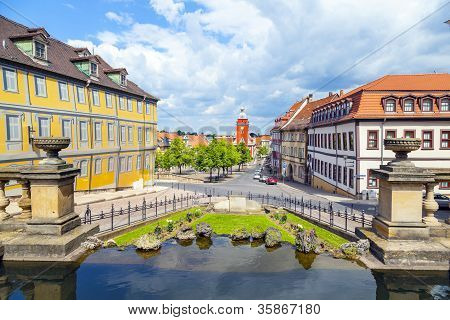 GOTHA, GERMANY - OCT 3, 2012: view from Schloss Friedrichstein to the center of Gotha