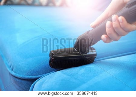 House Cleaning Background. Dust Cleaning With Vacuum Cleaner.