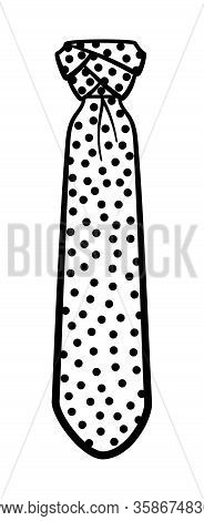 Eldredge Knot Necktie With Dots Pattern In Black Lines On White Background