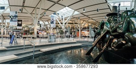 Richmond, Bc, Canada - Mar 29, 2020: International Departures Section Of Yvr Which Is Nearly Empty D