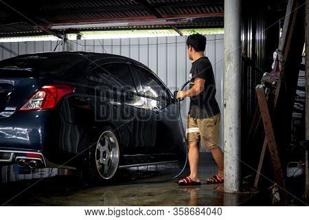 Cleaning The Car (car Detailing) At Car Care Shop