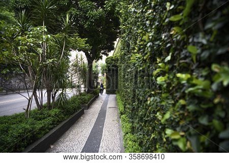 Rio De Janeiro, Brasil-  February 27, 2020: Rodrigo De Freitas Lagoon. Avenue Henrique Dodsworth. Mo