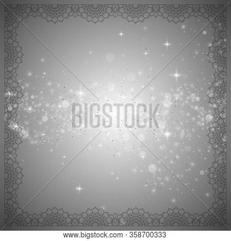 Template For Carpet, Textile And Any Surface. Square Geometric Lace Pattern With Ornate Frame, Triba