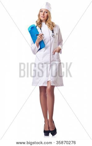 Attrative žena doktor izolované na bílém