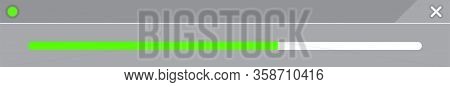 Progress Bar Bright Green Line Isolated On Rectangular Grey, Strip Bar Progress Green For Media Grap