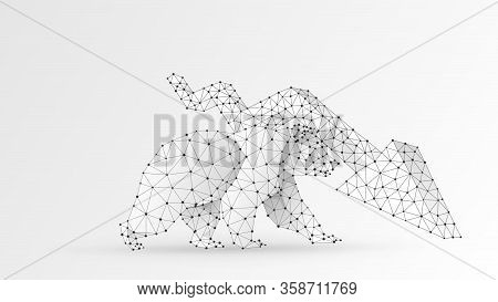 Bear Market Trend, Downtrend Arrow. Stock Exchange And Concept Of A Trading Chart. Low Poly, Wirefra