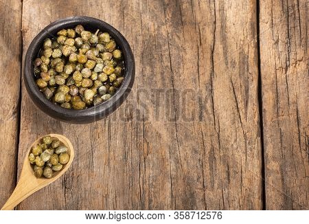 Capers In Wooden Bowl - Capparis Spinosa