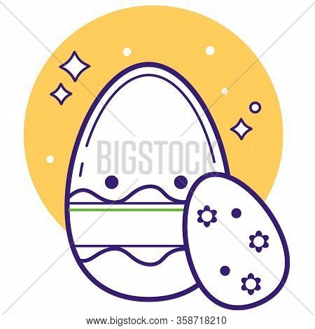 Stylized Cute Eggss Icon. Easter Vector Set