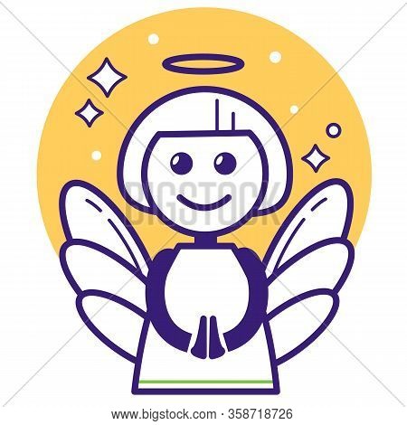 Stylized Cute Angels Icon. Easter Vector Set