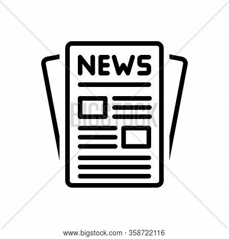 Black Line Icon For Publication News Release Issue Puffery Publicity Display Newspaper Article Magaz