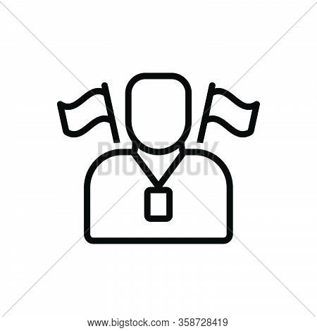 Black Line Icon For Guide Pilot Cicerone Tour-guide Advisor Accompany Manage Navigate Supervise