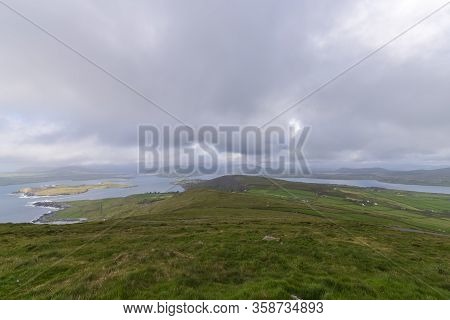 Beautiful Aerial View Of Beginish Island. Locations Worth Visiting On The Wild Atlantic Way. Scenic 