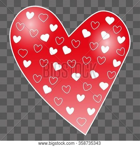 Small Hearts In Big Heart Isolated On Transparent Background. Template For Valentine's Day, Love And