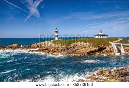 Idyllic View On Seashore Of Pancha Island, Lugo, Spain.