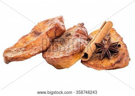 Traditional Christmas Rabanadas. Spanish Torrijas Isolated On White Background.
