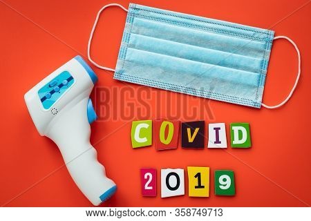 Surgical Medical Mask For Protection From Virus, Infrared Non Contact Thermometer For Measuring Temp