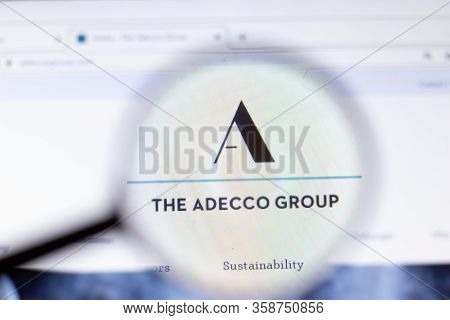 Saint Petersburg, Russia - 29 March 2020: Adecco Group Business Company Logo Visible On Screen. Corp