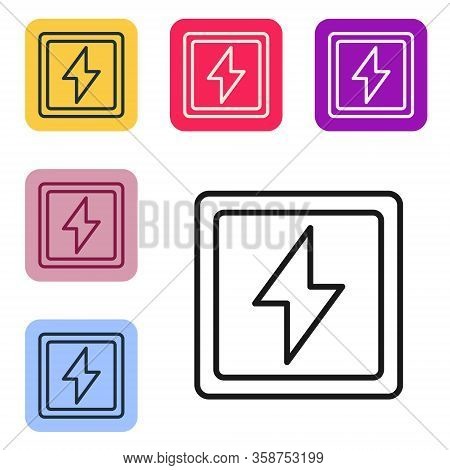Black Line Lightning Bolt Icon Isolated On White Background. Flash Sign. Charge Flash Icon. Thunder 