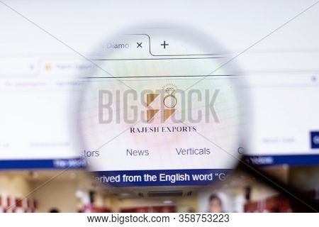 Saint Petersburg, Russia - 29 March 2020: Rajesh Exports Business Company Logo Visible On Screen. Co