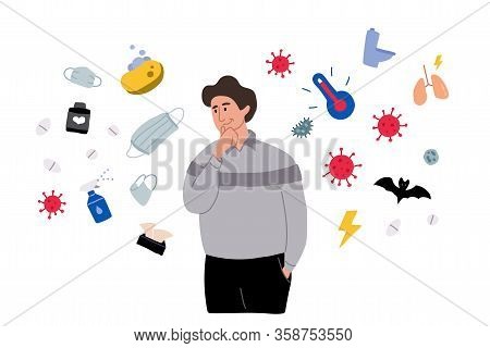 Information Attack And Manipulation Of Attention. A Person Thinks About Infection With Coronavirus. 
