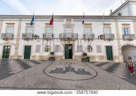 Loule, Faro, Portugal - February 25, 2020: Detail Of Architecture Of The City Hall In The Historic C