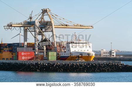 Arrecife, Spain - January 28, 2020: Ro-ro Cargo Ship Opdr Canarias In The Port Of Leixoes On January