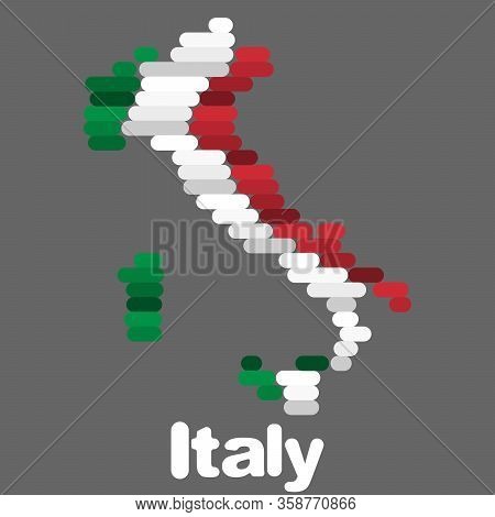 Italy Flat Style Country Map. Stock Vector Flat Style
