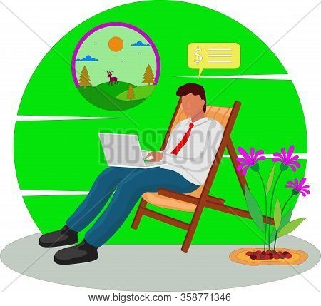 Illustration Stay And Work At Home For People In The World
