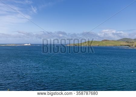 Beautiful View Of Valentia Island Lighthouse At Cromwell Point. Locations Worth Visiting On The Wild