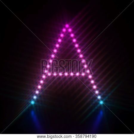 Pink Blue Dot Light Font Letter A 3d Render Illustration Isolated On Black
