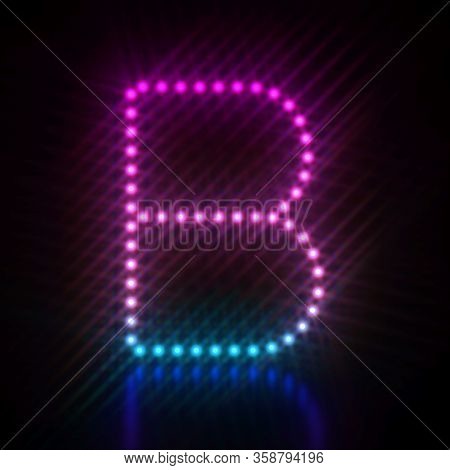 Pink Blue Dot Light Font Letter B 3d Render Illustration Isolated On Black
