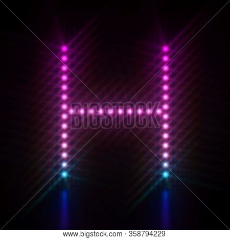 Pink Blue Dot Light Font Letter H 3d Render Illustration Isolated On Black