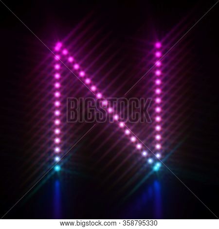 Pink Blue Dot Light Font Letter N 3d Render Illustration Isolated On Black