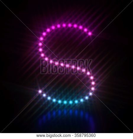 Pink Blue Dot Light Font Letter S 3d Render Illustration Isolated On Black