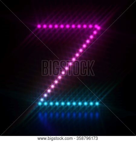 Pink Blue Dot Light Font Letter Z 3d Render Illustration Isolated On Black