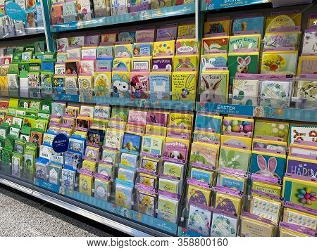 Orlando,fl/usa - 3/26/20:  Easter Greeting Card Aisle Of A Publix Grocery Store Ready To Be Purchase