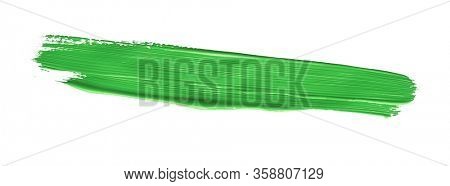 Green chroma brush stroke paiting over isolated background, canvas watercolor texture 