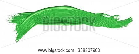 Green chroma brush stroke paiting over isolated background, canvas watercolor texture 