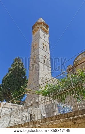 Jerusalem, Israel - May 18, 2016: View Of The Mosque Of Omar Ibn Al-khattab, 2nd Caliph Of Islam Fro