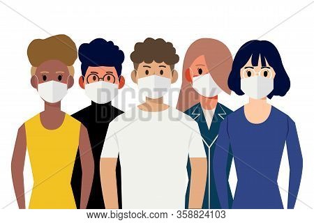 Cartoon Character Wearing Medical Mask Vector Eps10
