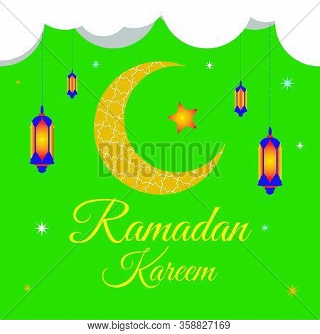 Arabic Window And Star On Green Background. Design Creative Concept Of Islamic Celebration Day Ramad